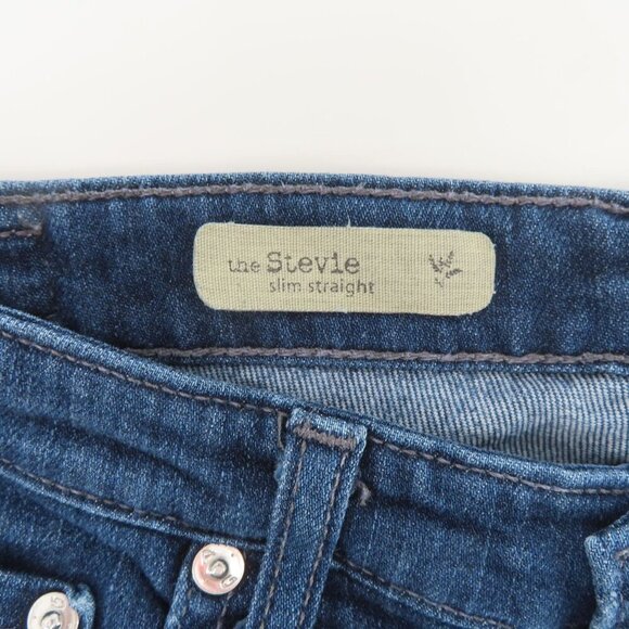 AG Adriano Goldschmied Women 29 The Stevie Slim Straight Dark Blue Denim Jeans - Picture 7 of 11